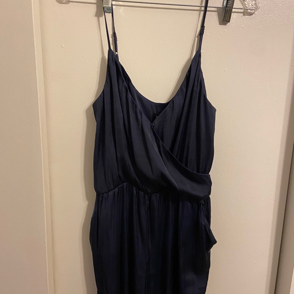 Silky navy Bardot jumpsuit